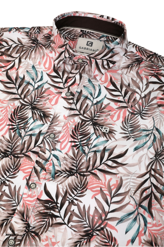 FLORAL POPLIN OVERHEMD 335935 SAND
